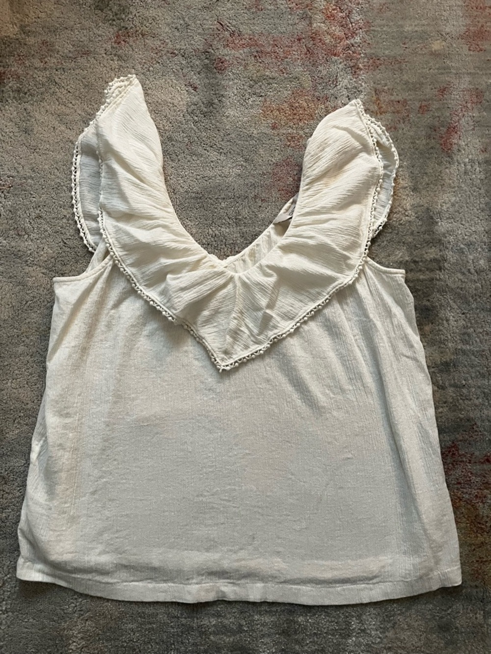 LOFT sweet Cream Ruffle V-Neck women’s Sleeveless Top